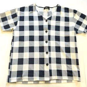 Vintage 1990s Mom Cottage Gingham Short Sleeve Button Down